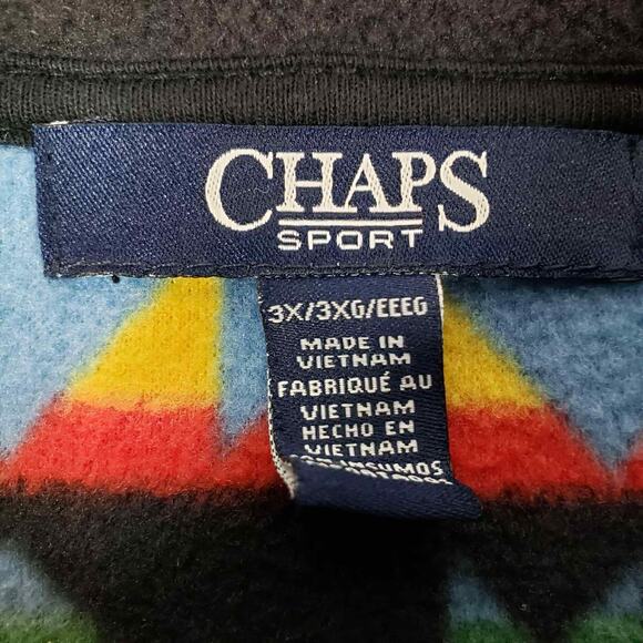 Chaps Sport Fleece Jacket Plus Size 3X Aztec Southwestern Full Zip LS - Picture 8 of 11
